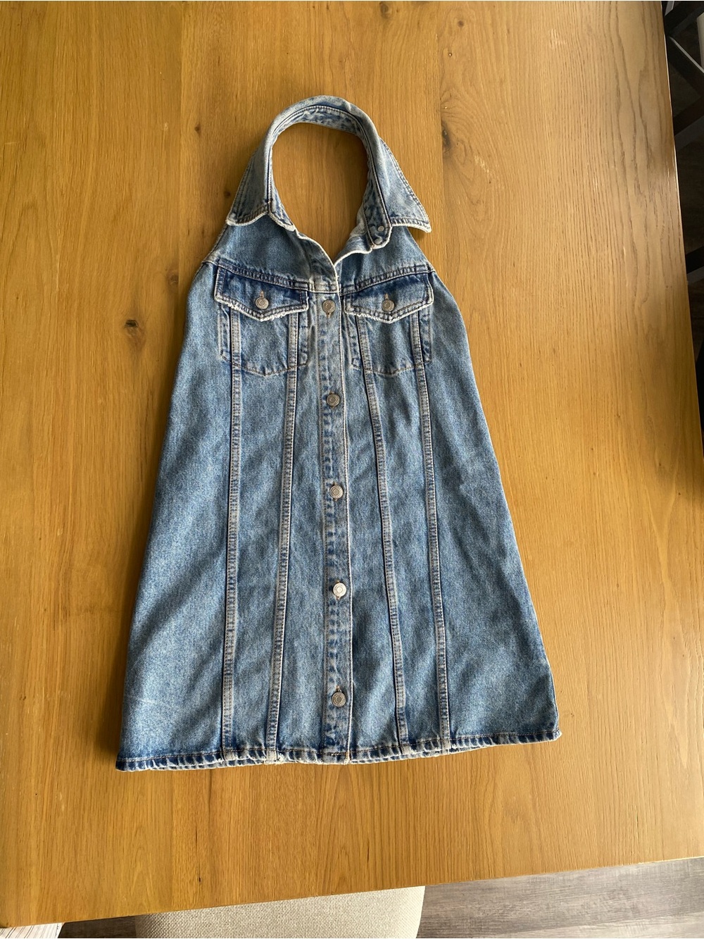ZARA Denim Halter Neck Mini Dress - Size M - Excellent Condition